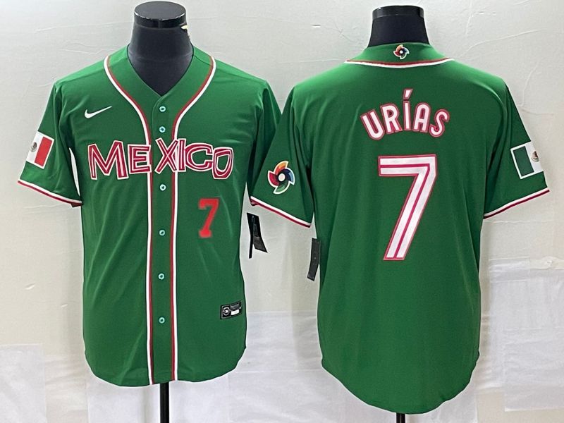 Men 2023 World Cub Mexico 7 Urias Green Nike MLB Jersey28